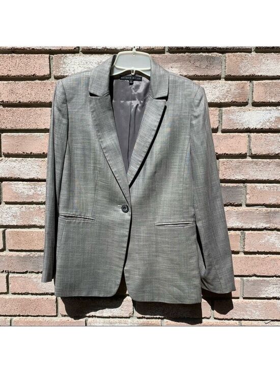 ANTONIO MELANI Jackets & Blazers - ANTONIO MELANI gray plaid blazer jacket lightweight spring summer neutral fall